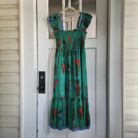 THML | Dresses | Thml Magdalena Green Floral Print Midi Dress | Poshmark